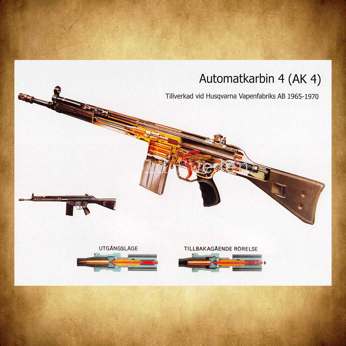 HUSQVARNA Automatkarbin 4 AK 4 - Vykort A5 - 2