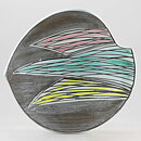 Mari Simmulson (Sagina 1959) Brown Bowl with Pastel Leafs Decor 24 cm