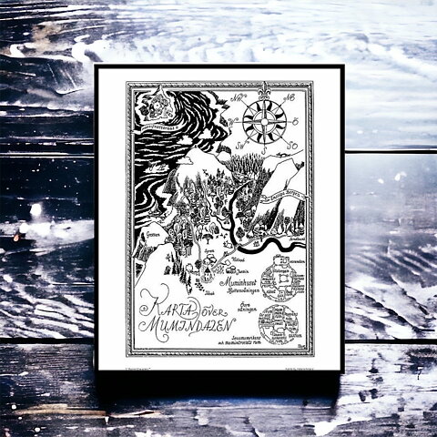 Mumin affisch Karta över Mumindalen,  24x30 cm - Mumin poster