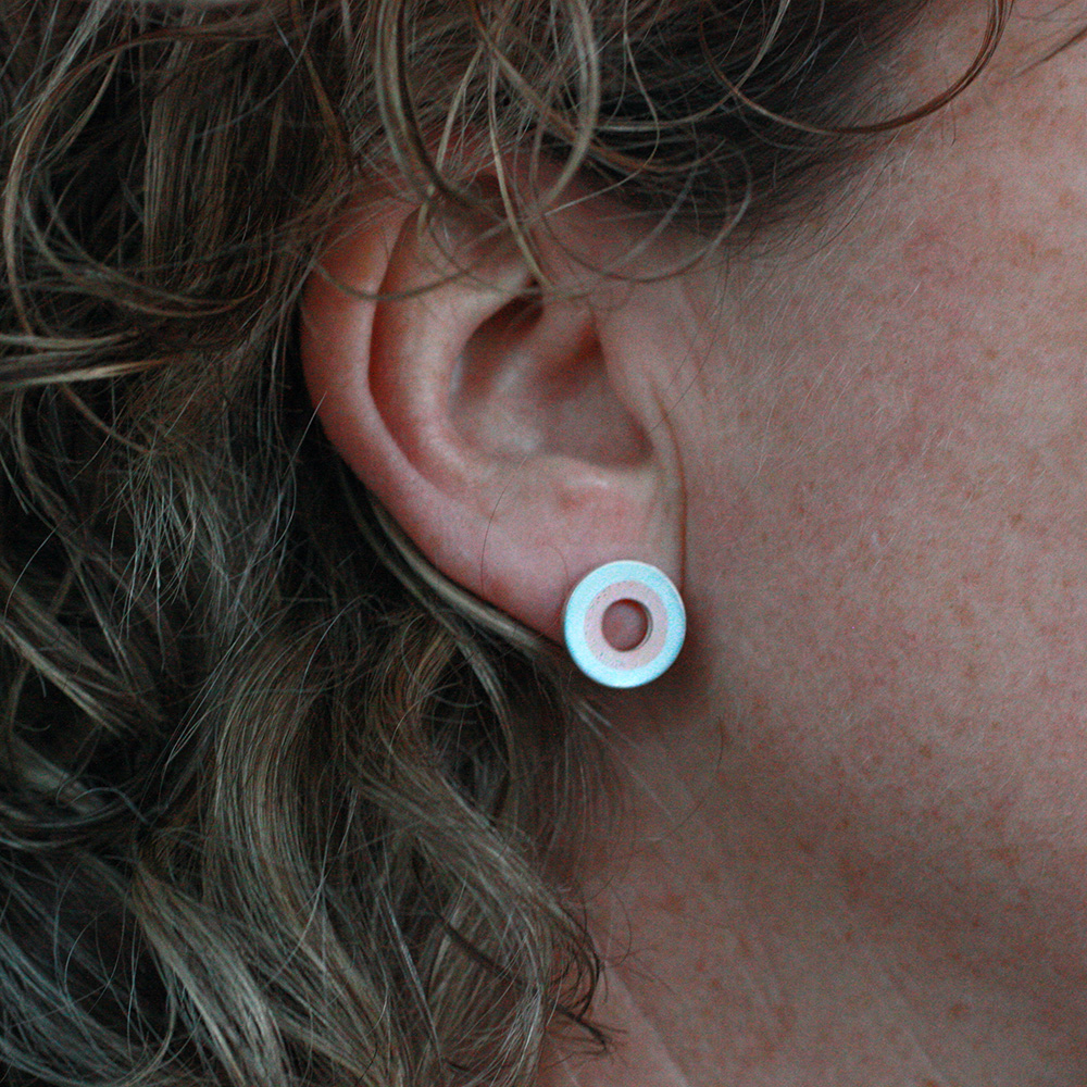 Cirkel - sterling silver and copper earring - 2