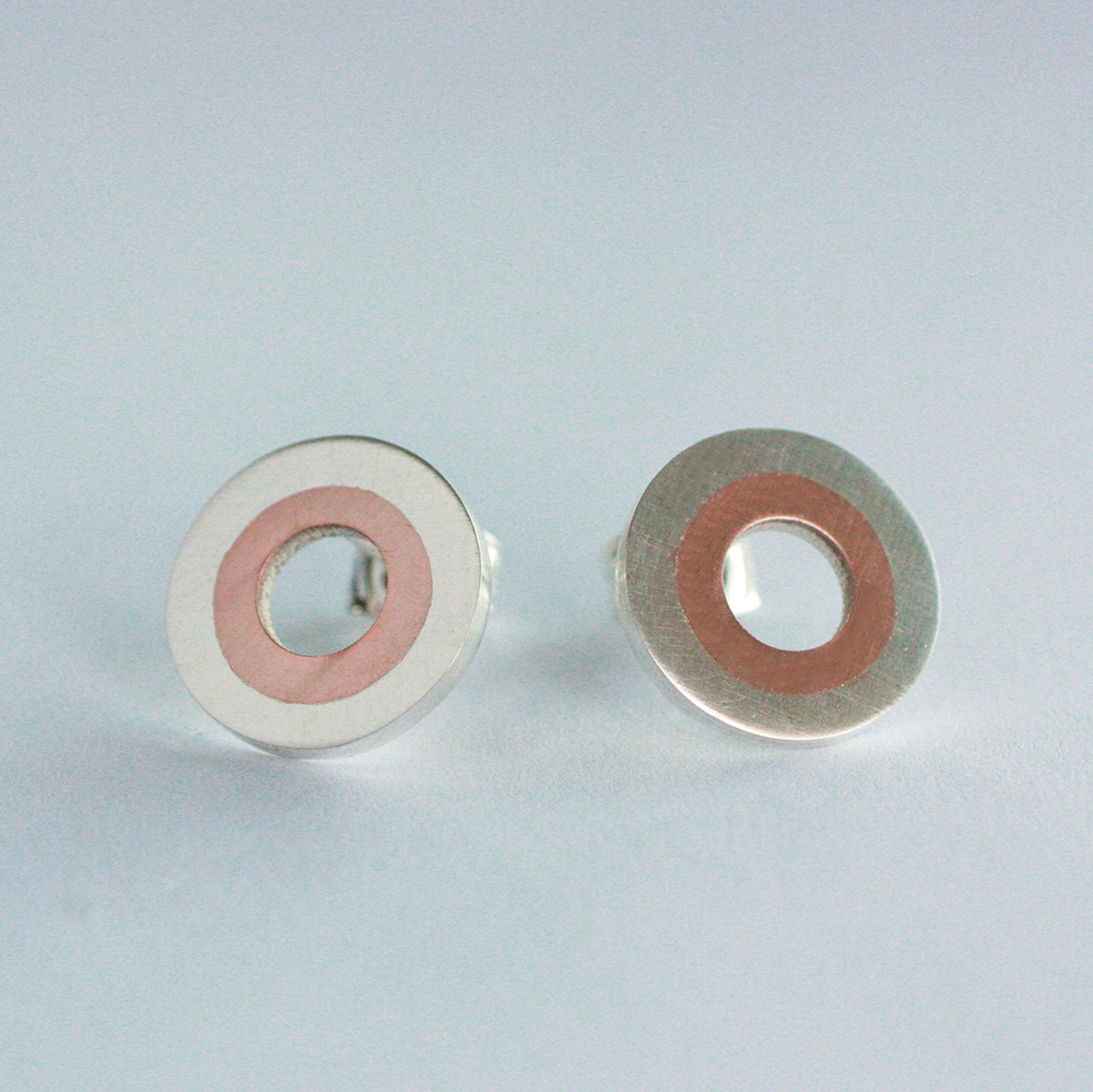 Cirkel - sterling silver and copper earring - 4