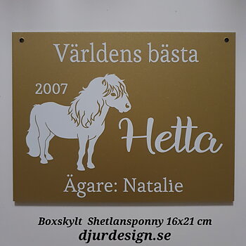  Nr A Boxskylt Shetlandsponny  16 x  21  cm  i flera färger.