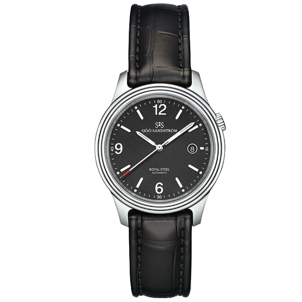 008690 Sjöö Sandström Royal Steel Classic 41 svart alligator