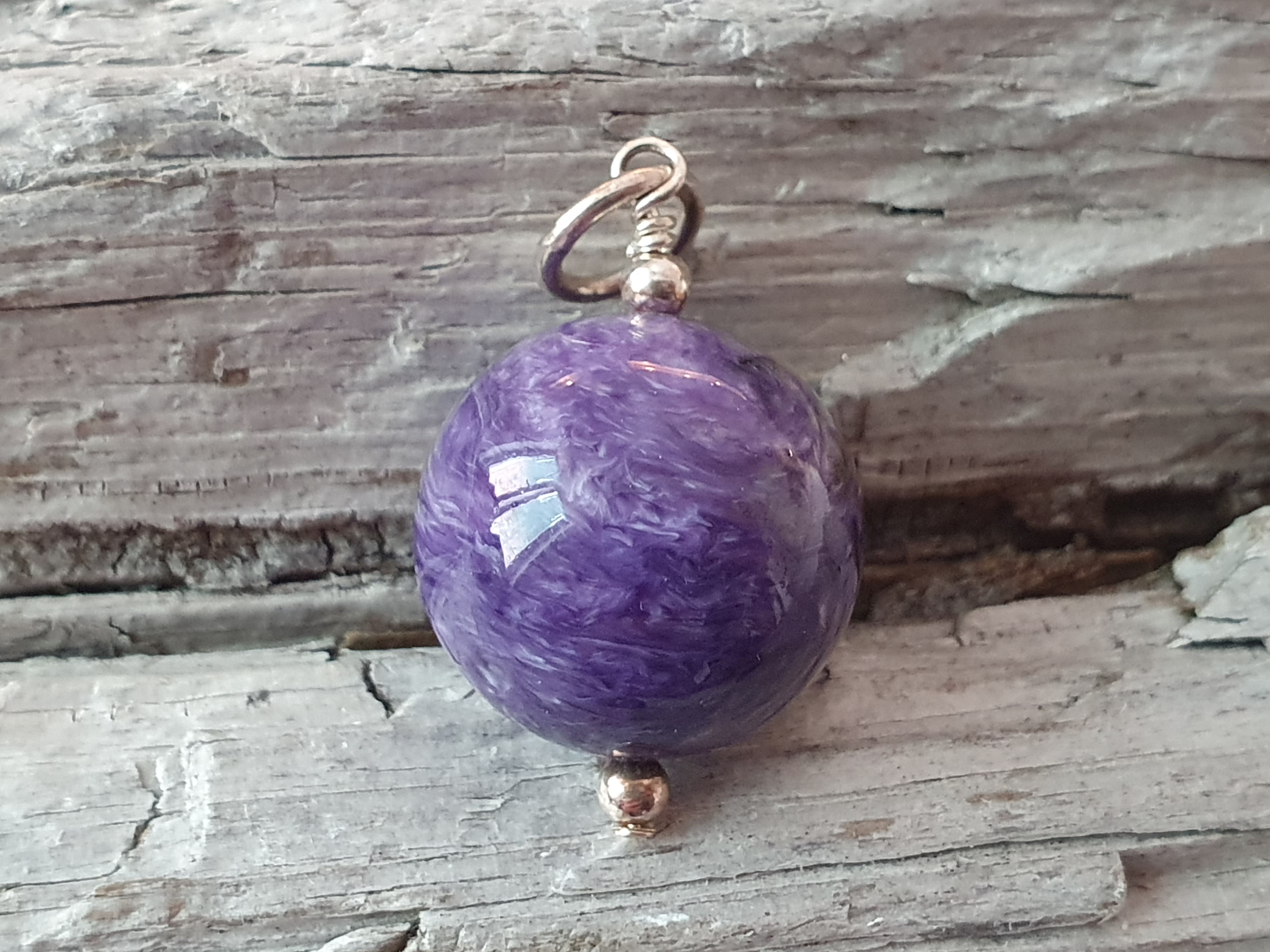 JOD Bubbles: Charoite ball 18mm pendant 925-silver