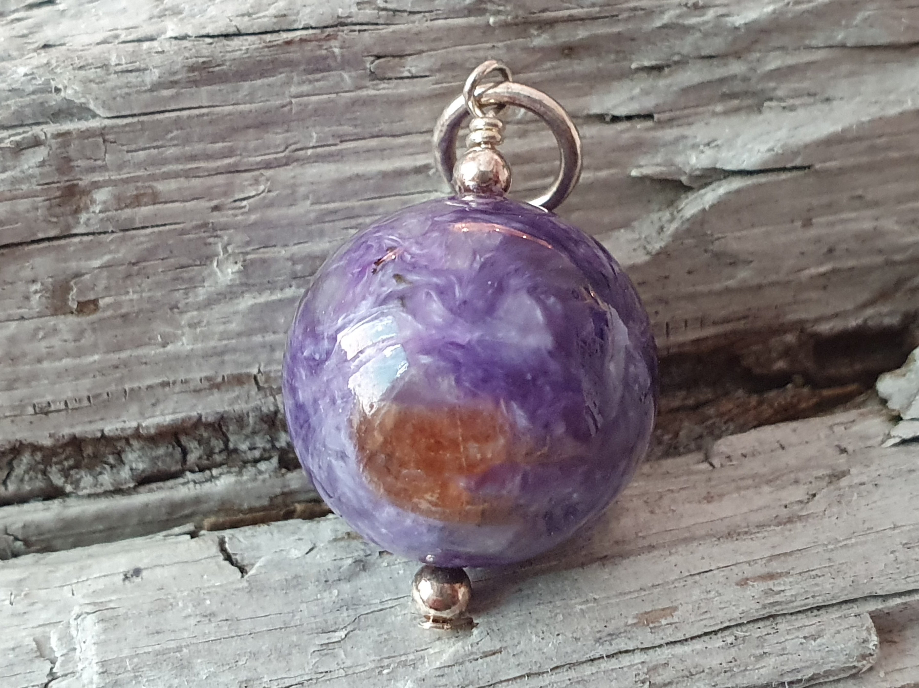 JOD Bubbles: Charoite ball 18mm pendant 925-silver - 2