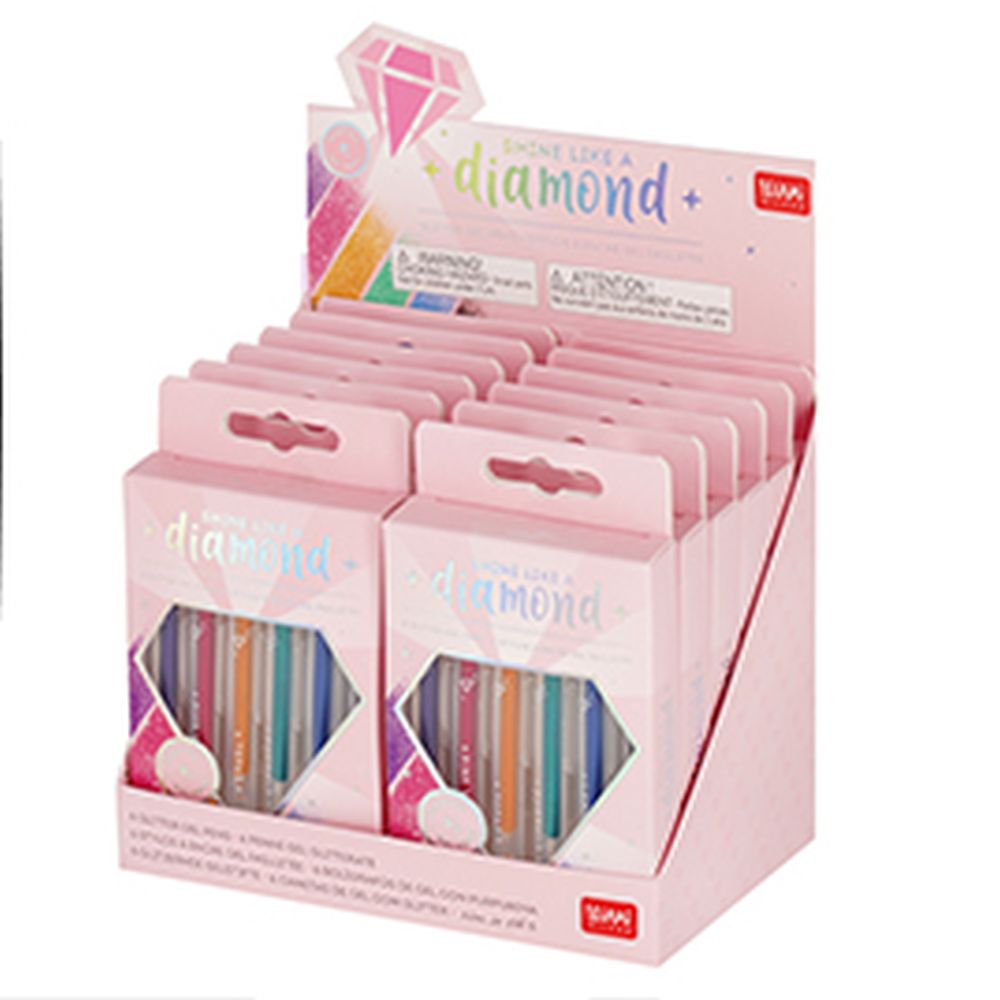 Shine like a diamond, Glitter gel pen, set med 6 st. - 2