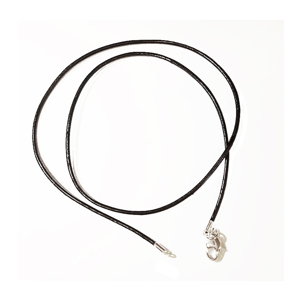 Läderhalsband svart med hummerlås 45 cm