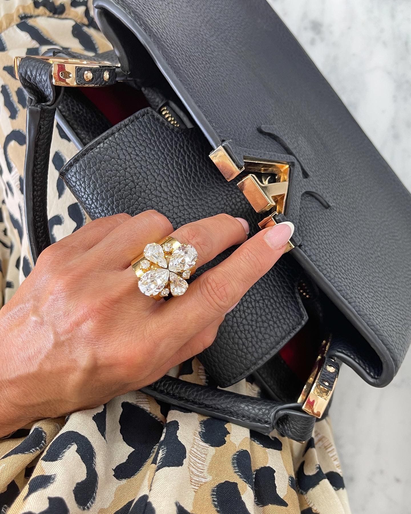 Ring Cocktail Janet Clear Gold - 2
