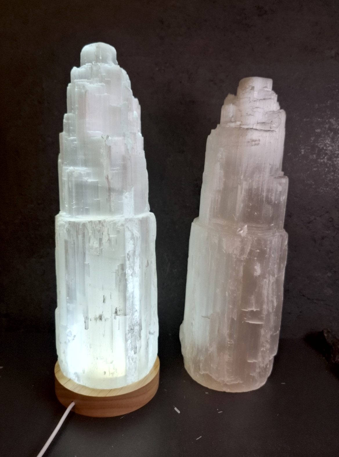 Selenit Lampa - Torn, med elsladd  - 30cm - 6