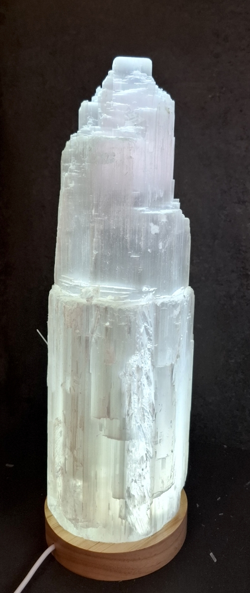 Selenit Lampa - Torn, med elsladd  - 30cm - 7
