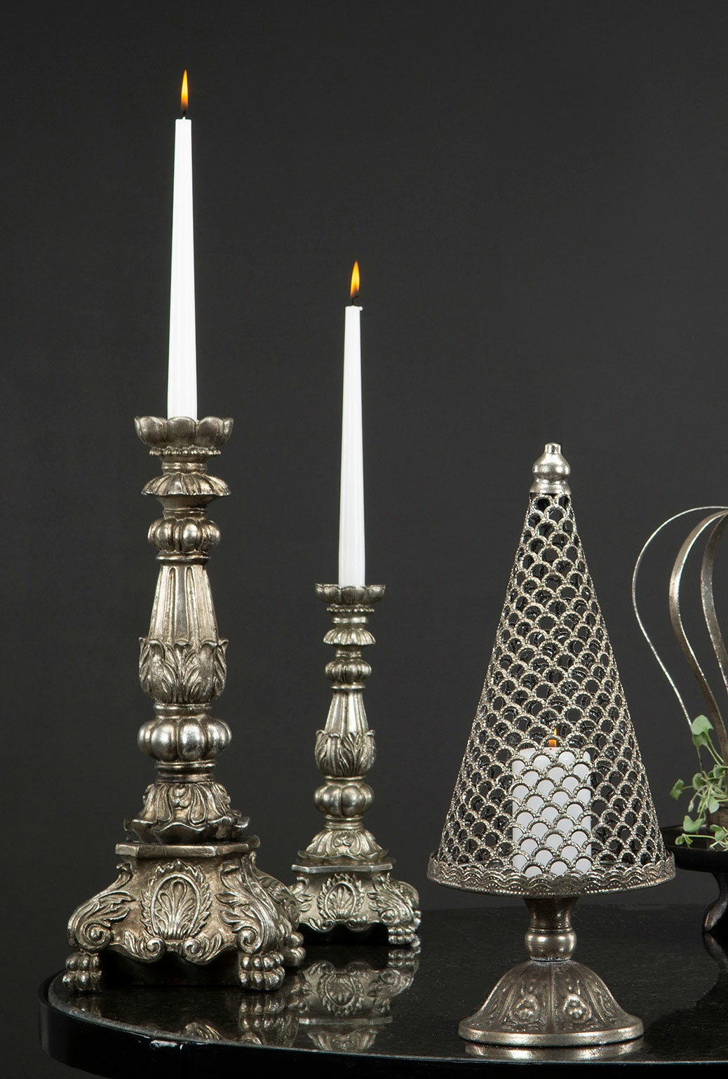 Candlestick - Rococo - Antique Silver - 13x32 cm - 4