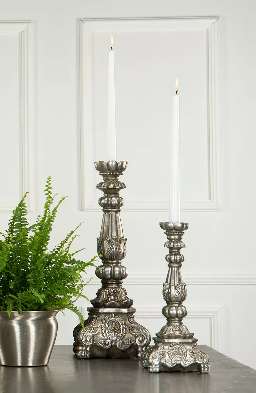 Ljusstake Antiksilver Rokoko - 17x47 cm  - 5