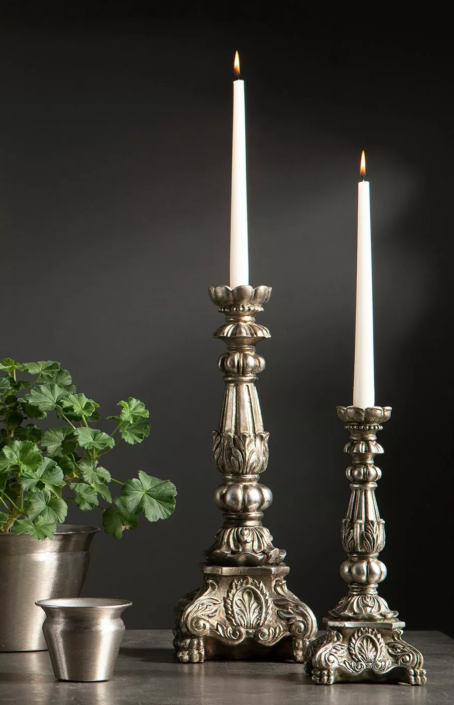 Ljusstake Antiksilver Rokoko - 17x47 cm 