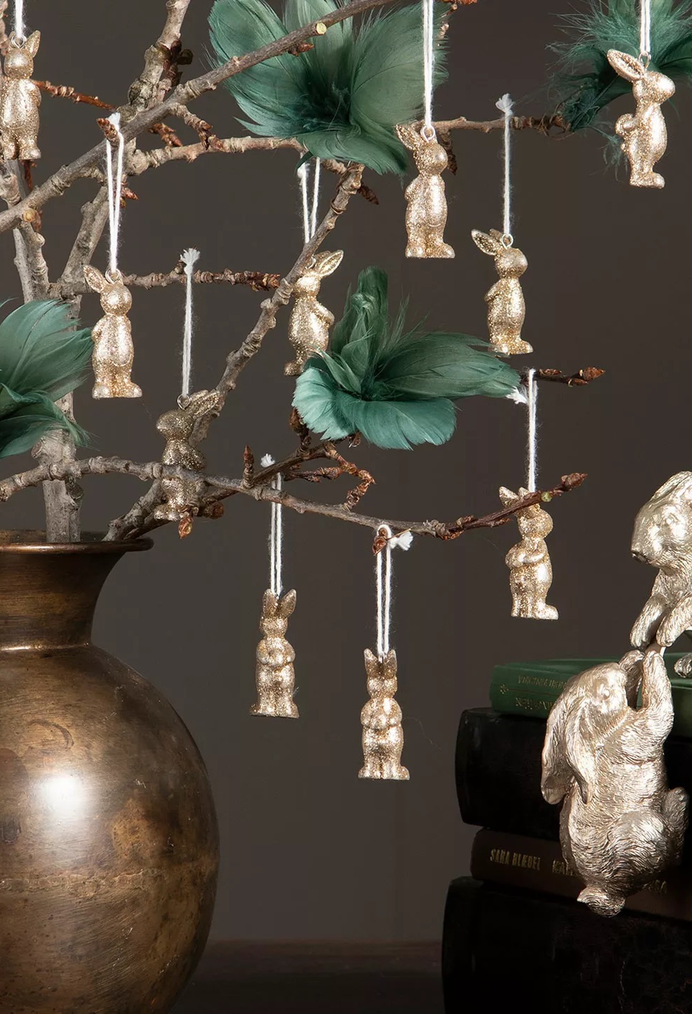 Rabbit/Hanging decoration Champagne 5 cm - 6-pack