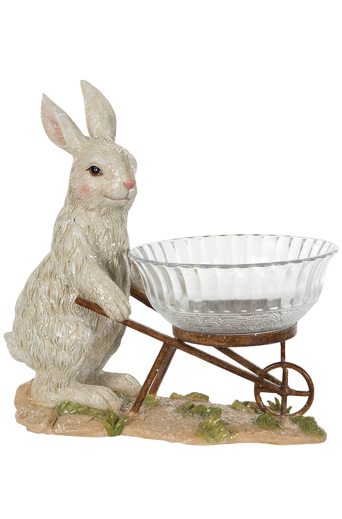 Hare with Bowl/Wheel Cart - Rabbit - 30x17 cm - 3