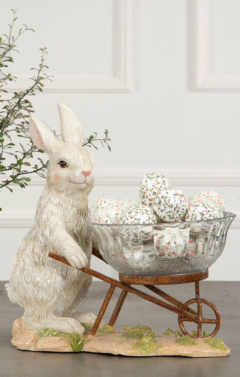 Hare with Bowl/Wheel Cart - Rabbit - 30x17 cm - 2