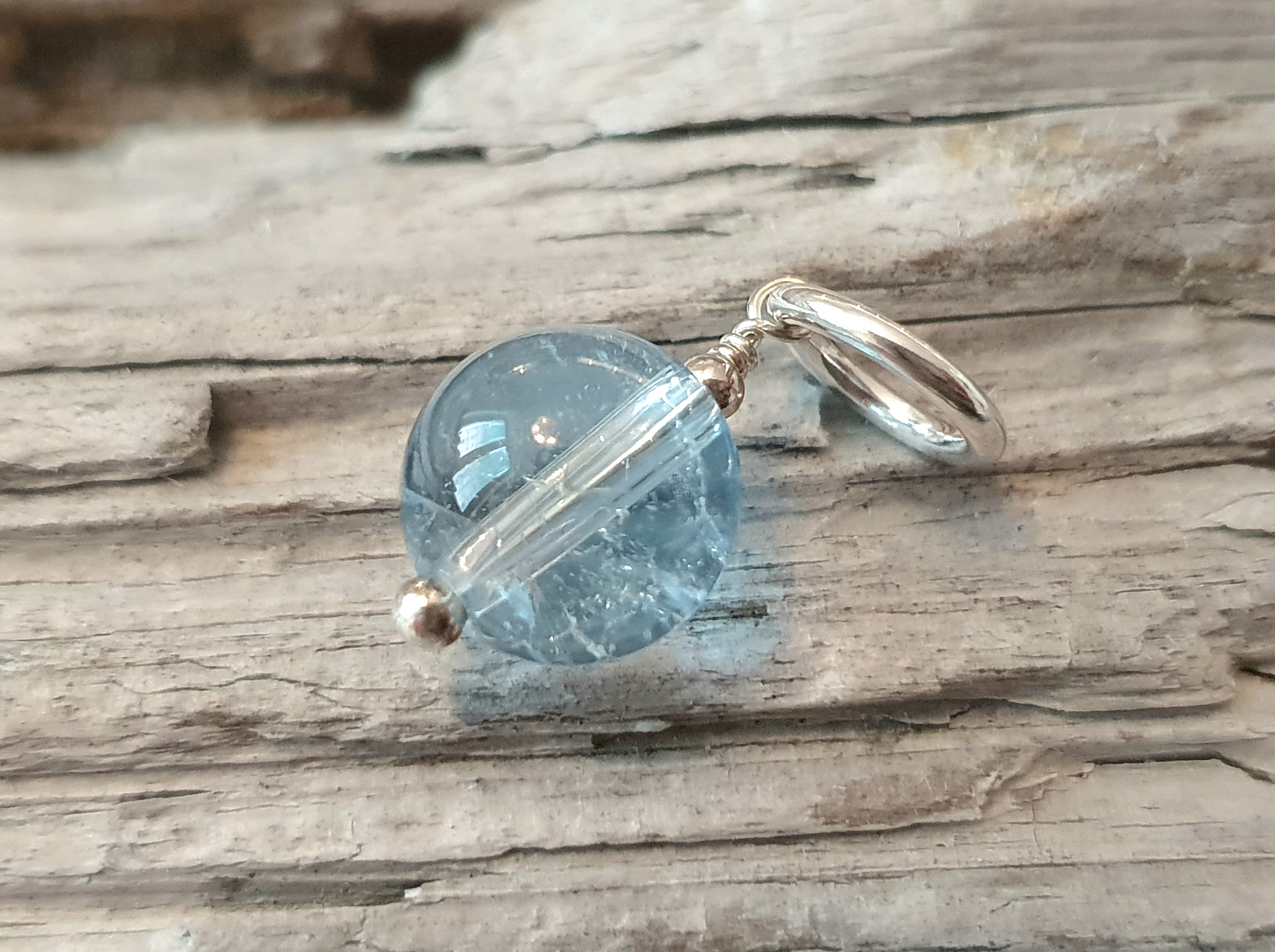 Blå topas ca. 9,3mm hänge 925-silver