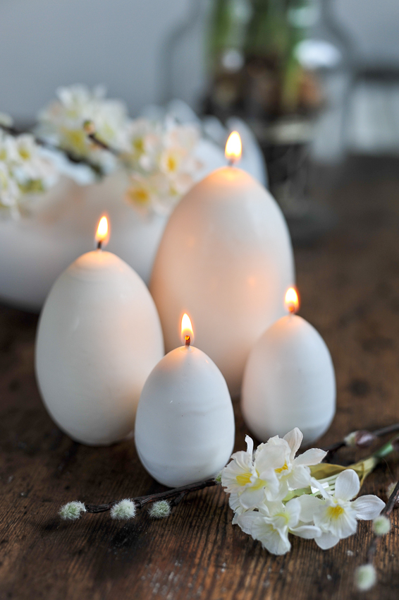Candle - Egg candle - Stearin candle - Duck egg - White - 10 cm - 7