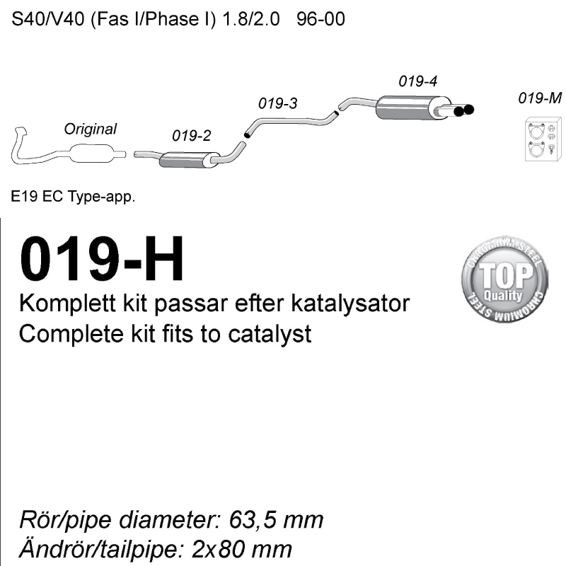 2,5" Sportavgassystem halvsats rostfritt - 2