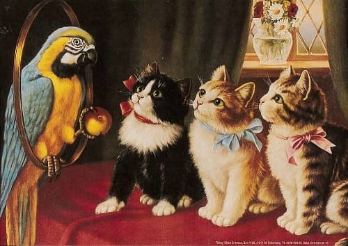 Katt - vykort. Kattkort med retro motiv. - 3