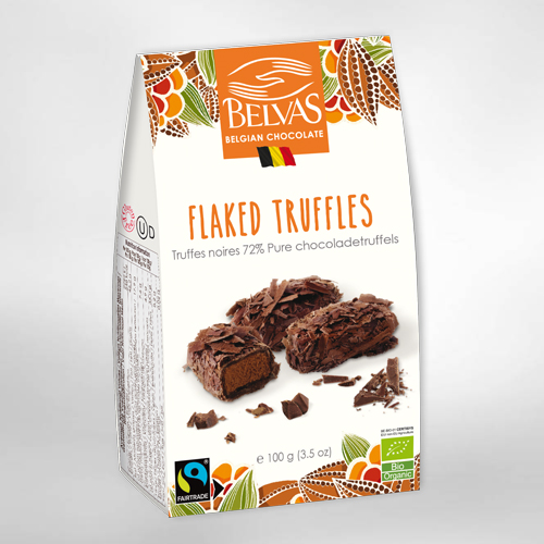Chokladtryfflar 72% Flaked 100g Belvas Eko