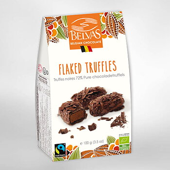 Chokladtryfflar 72% Flaked 100g Belvas Eko