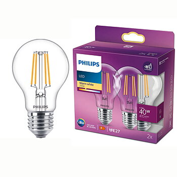 Philips Ledlampa normal 4,3W (40W) E27 2-p