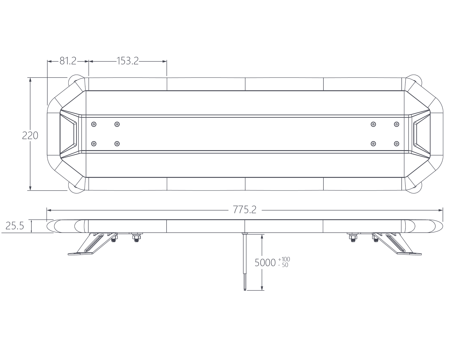 Radiant Warning Light Bar LED 12-24V 775mm R65 TA2 - 3