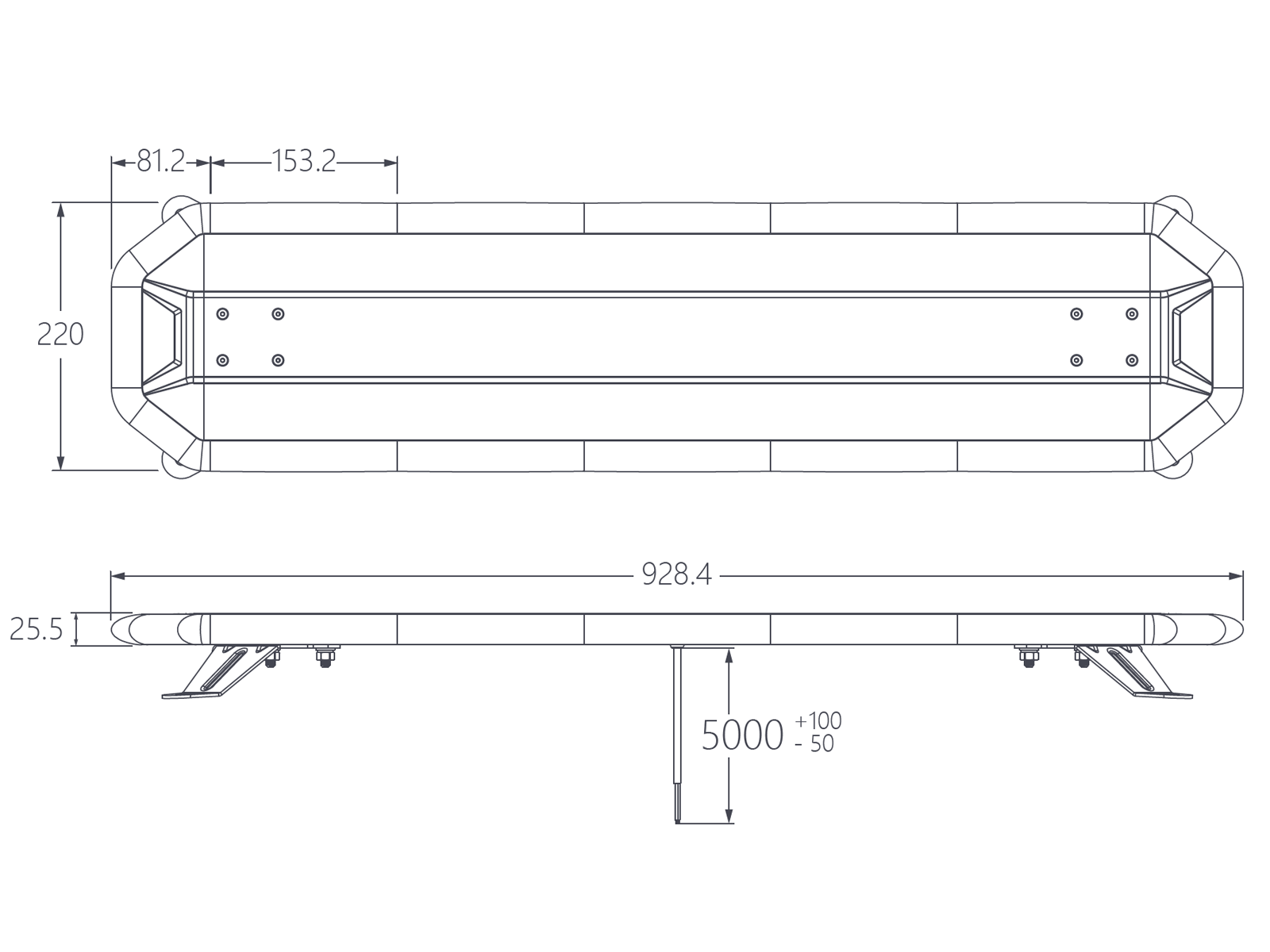 Radiant LED Advarsel lysbro 12-24V 929mm R65 TA2 - 3