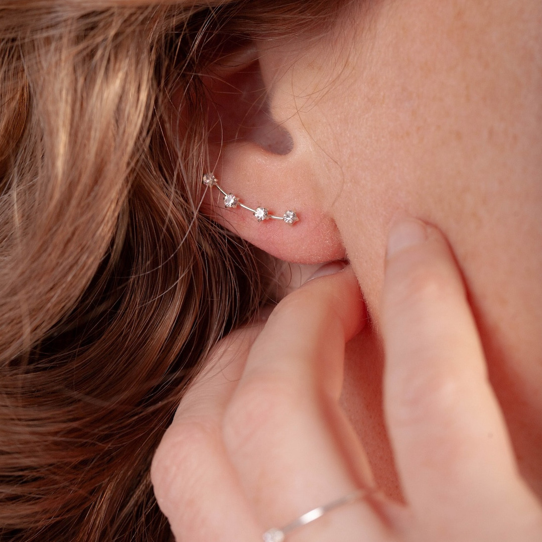 by Faith - Silverörhänge  Ear climber stenar - 4