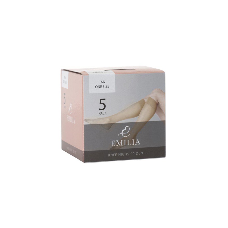 5-Pack Emilia Tan Nylon knästrumpor 20d