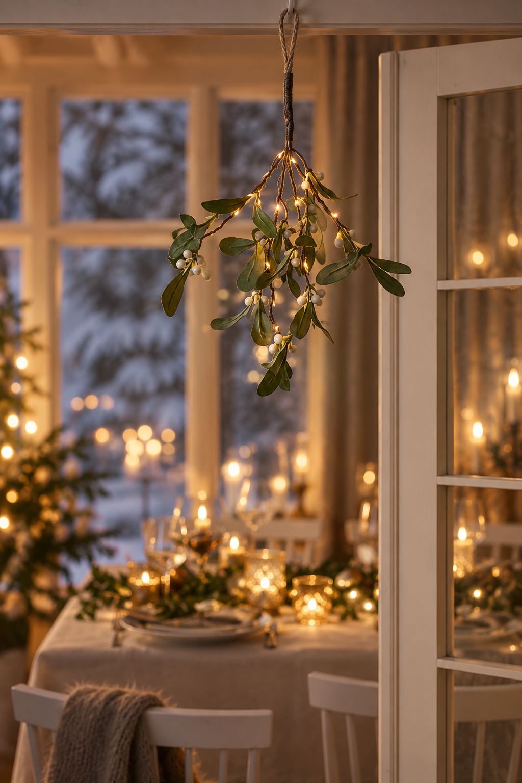 Mistletoe with light string - 35 cm