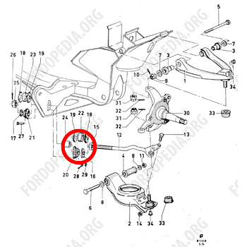 Tension strut to engine mount rubber kit Taunus/Cortina