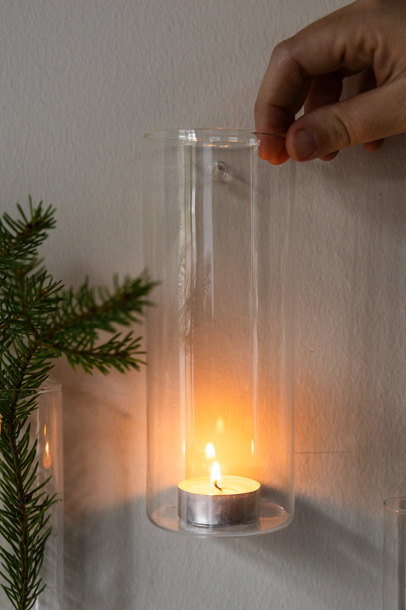 Wall vase - Clear glass vase - 18 cm - 5