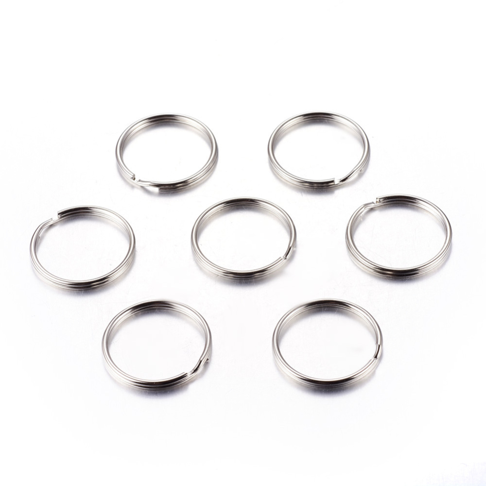 Nyckelringar 25 mm i platinapläterat järn 10-pack
