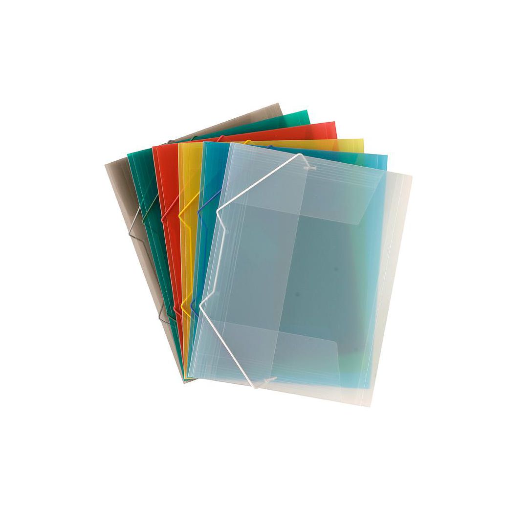 Gummibandsmapp plast 3-klafftransparent 10/fp - 2