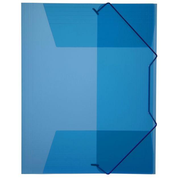 Gummibandsmapp plast 3-klafftransparentt/blå 10/fp