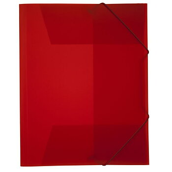 Gummibandsmapp plast 3-klafftransparent/röd 10/fp