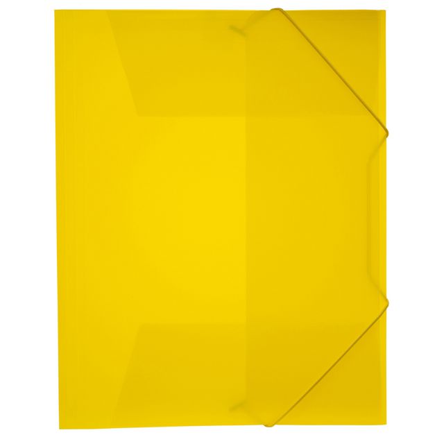 Gummibandsmapp plast 3-klafftransparent - gul 10/fp