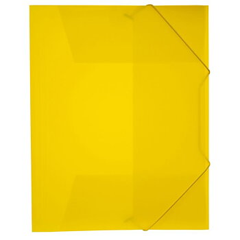 Gummibandsmapp plast 3-klafftransparent - gul 10/fp