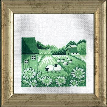 Sheep on Field mini embroidery cross stitch Permin 13-5434