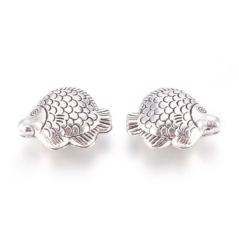 Fisk stor antiksilver 2st