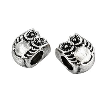 Metallpärla uggla 10 mm silverfärgad 4 st