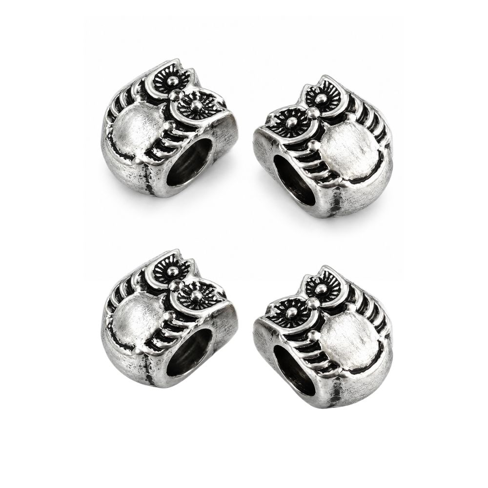 Metallpärla uggla 10 mm silverfärgad 4 st - 3