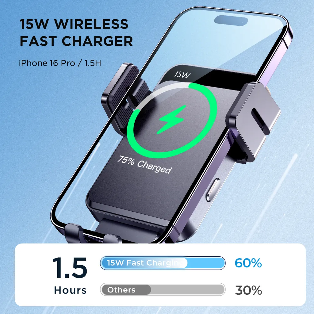 SiGN Bilhållare för Smartphones med Trådlös Laddning, 4.7"-6.8" - Svart - 8