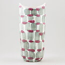 Mari Simmulson (Djungel 1953) Oval Vase with Green/Cerise Decor 24 cm