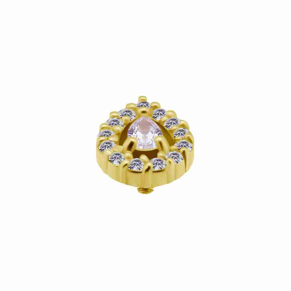 Droppformad topp till invändigt gängad labret i 18K äkta guld