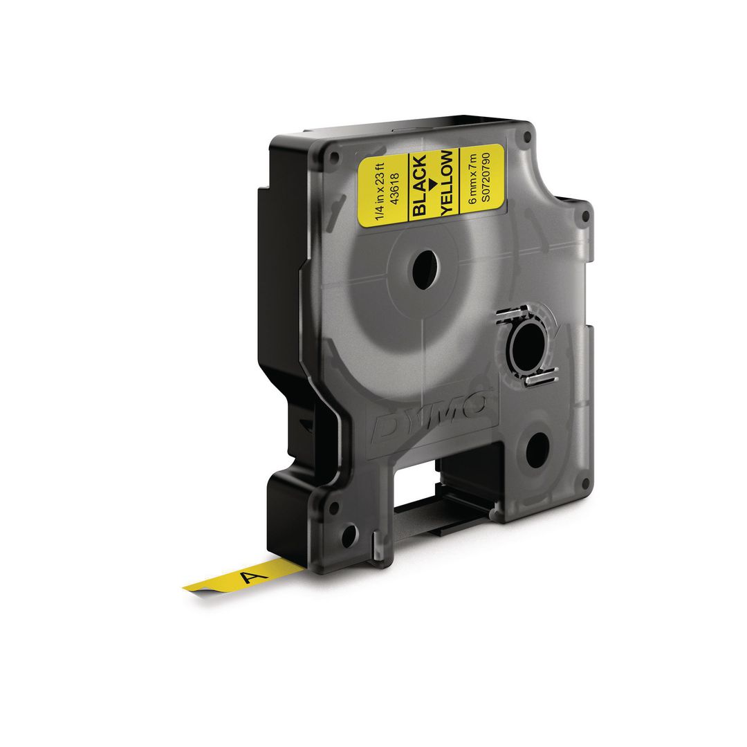 Tape DYMO D1 6mm Svart på Gul