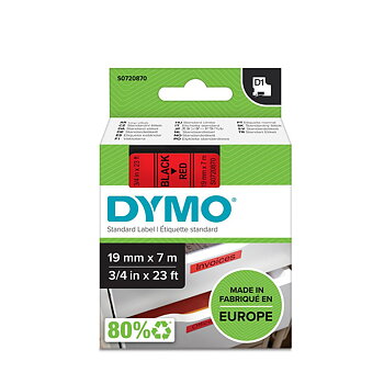 Tape DYMO D1 19mm Svart på Röd