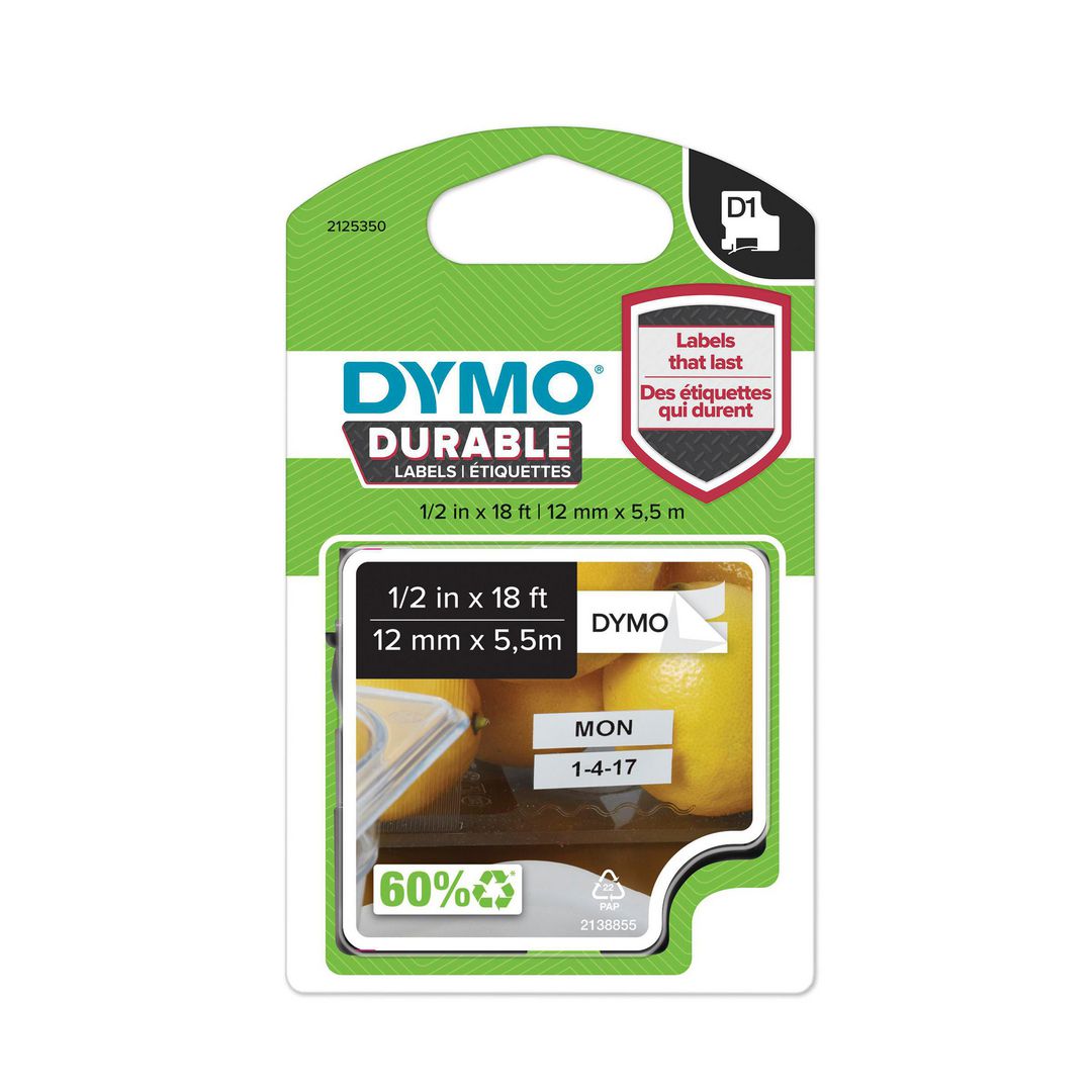 Tape DYMO Durable D1 12mm Svart på Vit - 2